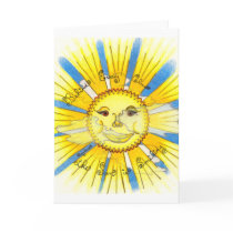 Sun in Clouds - Greeting cards (White)