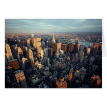 Sun Is Setting On New York City City-scape View Greeting Card