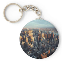 Sun Is Setting On New York City City-scape View Keychain