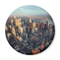 Sun Is Setting On New York City City-scape View Fridge Magnet