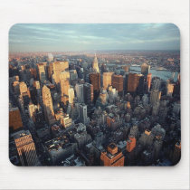 Sun Is Setting On New York City City-scape View Mouse Pads