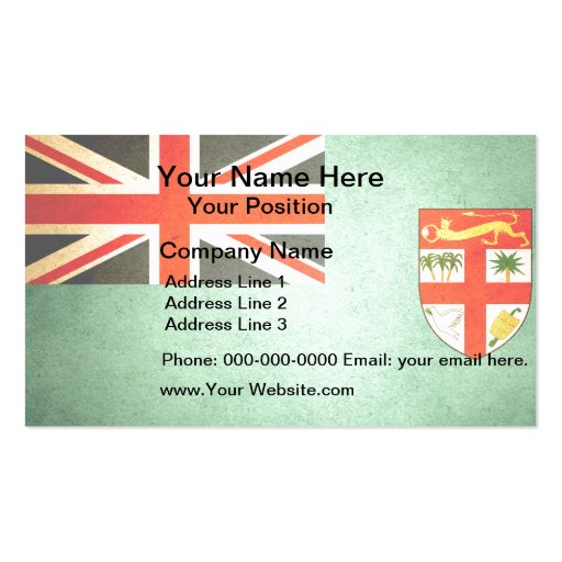 Sun kissed Fiji Flag Business Card Template