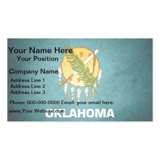 Sun kissed Oklahoma Flag Business Card Template (front side)