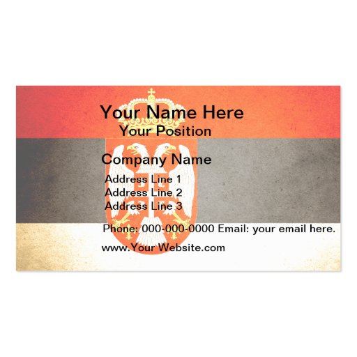Sun kissed Serbia Flag Business Card Templates (front side)