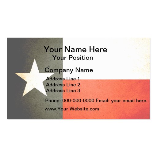Sun kissed Texas Flag Business Card Template (front side)