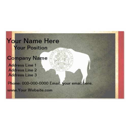 Sun kissed Wyoming Flag Business Card (front side)
