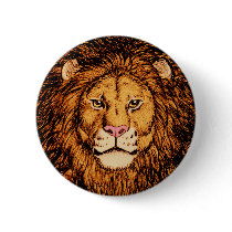 Sun Lion Button Badge by we_the_animals Sun Lion Button Badge