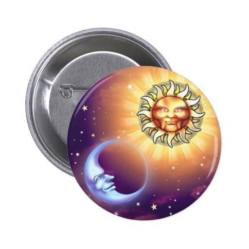 Sun & Moon Faces Button from Zazzle.