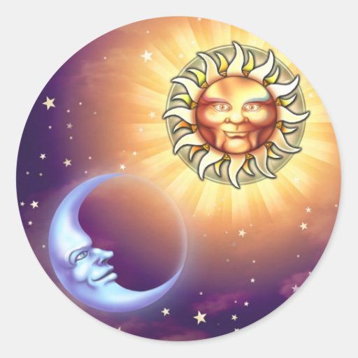 Sun & Moon Faces Stickers from Zazzle.