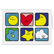Sun moon flower heart star cloud card cards