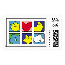 Sun moon flower heart star cloud stamp