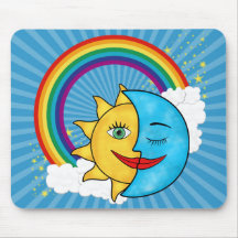 Sun Moon Rainbow Stars Mouse Pad