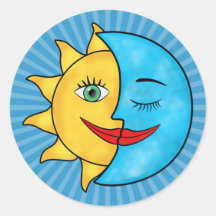Sun Moon Round Stickers