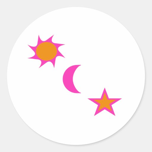 Sun Moon & Stars Classic Round Sticker Zazzle
