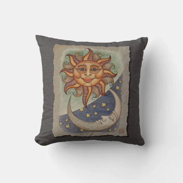 Sun Moon Stars Throw Pillow Zazzle