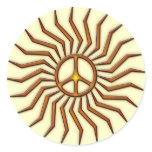 SUN PEACE SIGN ROUND STICKER