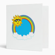 Sun & Rainbow Wreath with Clouds 3 Ring Binders