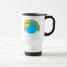 Sun & Rainbow Wreath with Clouds Mugs