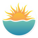 Sun rising over tropical waves sticker