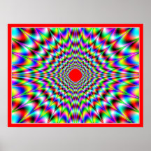 Sun rojo señala por medio de luces ilusión óptica poster