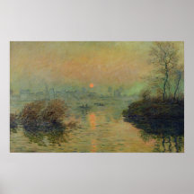Sun Setting over the Seine at Lavacourt Poster
