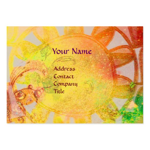 SUN SOLAR ENERGY  MONOGRAM Yellow Blue Brown Business Card Templates (front side)