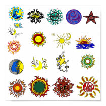 Sun, stars, moon Poster