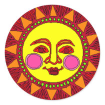 Sun Round Stickers
