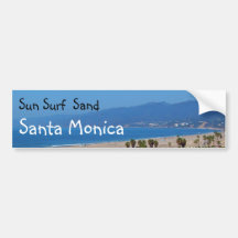 Sun Surf Sand Santa Monica bumpersticker Bumper Stickers
