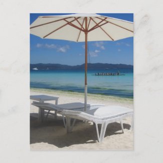 sun umbrella relax postcard
