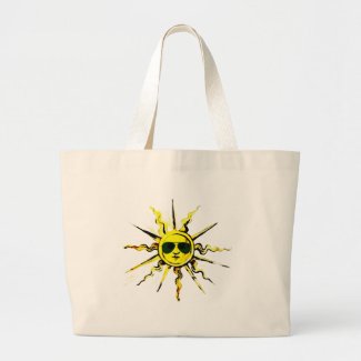 sun with sun glasses tote bags