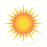Sun with swirls round sticker