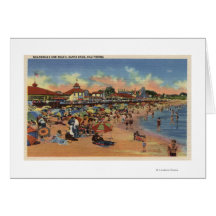 Sunbathers & Swimmers on Boardwalk & Beach Greeting Cards