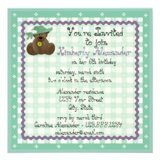 Sunbonnet Teddy Bear Invitation