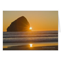 Sunburst And Haystack Rock At Cape Kiwanda Card