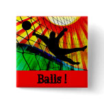Sunburst and Net Soccer Goalie Button