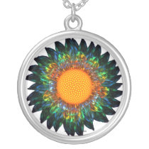 sunburstdaisy, pendant, digitalblasphemy, ryanbliss, art, Halskæde med brugerdefineret grafisk design