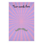 Sunburst glitter mustache customized stationery