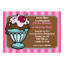 Sundae Shoppe Stripes Invite