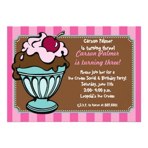 Sundae Shoppe Stripes Invite