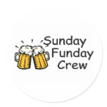 Sunday Funday Crew Beer Round Stickers