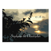 Sundown Silhouette Engagement Party Custom Invitat Custom Announcement