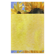 Sunflower 1 Watercolor Personalized Stationary Customized Stationery