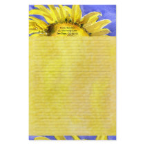Sunflower 2 Watercolor Personalized Stationary Stationery