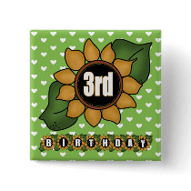 Sunflower 3rd Birthday Gifts Pin