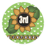 Sunflower 3rd Birthday Gifts Round Sticker