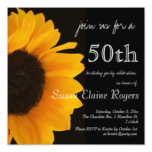Sunflower 50th Birthday Invitation Zazzle
