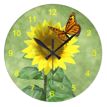 Sunflower and Butterfly Large Clock