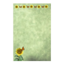 Sunflower and Butterfly Stationery Design