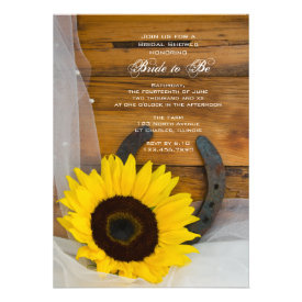 Sunflower and Horseshoe Country Bridal Shower Announcement